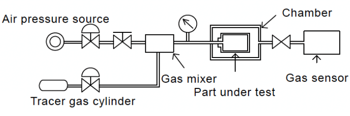 Tracer gas leak test